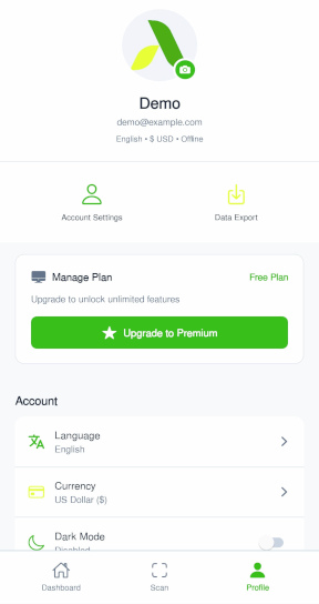 AItemizeIT Profile - Manage your account